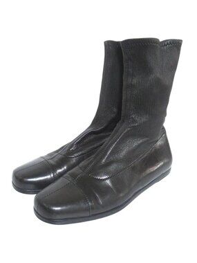 Chanel Stretch Flat Leather Short Boots 35 Black